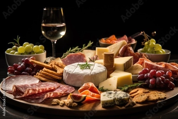 Fototapeta Gastronomic Elegance: Provencal Charcuterie Cellar Experience, Immersing Guests in the Rich World of Bold Flavors and Mediterranean Charm, Presented in Our Authentic Tasting Room.




