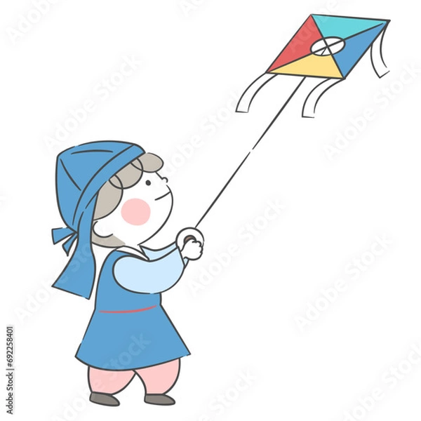 Obraz 연날리기를 하는 아이 일러스트