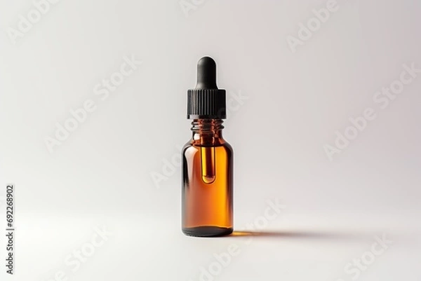 Fototapeta Close up, Dropper bottle Mock up for cosmetic skin care medical product Essential oil isolated on white background.