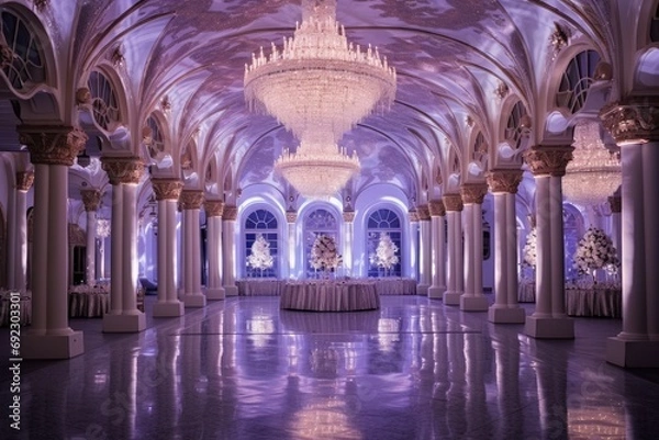 Obraz Crystal Castle Ballroom: Inside a grand ballroom made entirely of glistening crystals, the Sugar Plum Fairy dances with elegance and grace. 