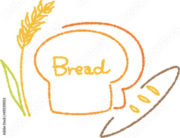 Obraz 手描きでやさしいタッチのパンと小麦のイラスト