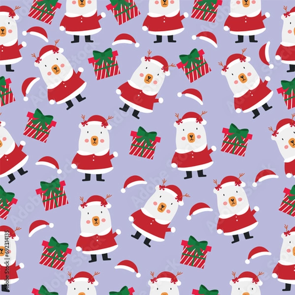 Fototapeta seamless pattern with santa claus