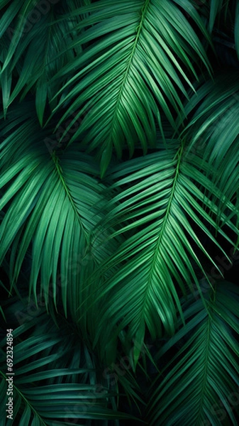 Fototapeta Tropical palm leaves from above illustration