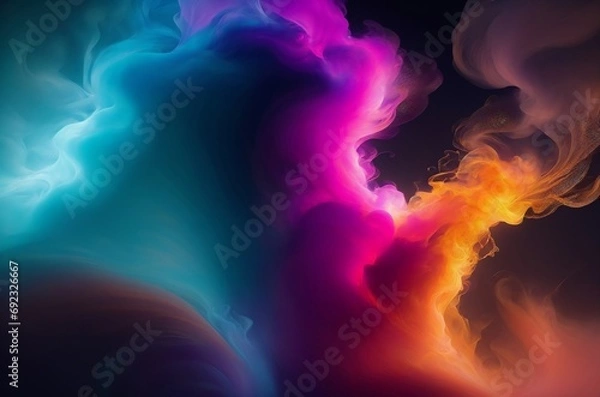 Fototapeta A surreal and colorful abstract background with flowing smoke-like shapes in vibrant hues.Created with generative AI