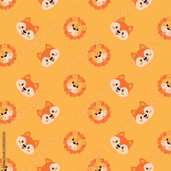 Obraz Flat design cute zoo animals seamless pattern design illustration