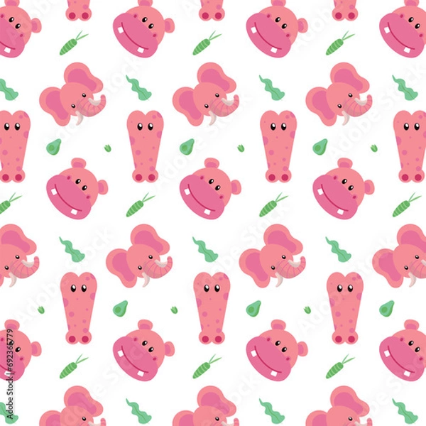 Obraz Seamless pattern with cute wild animal vector illustration