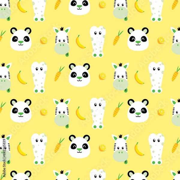 Obraz Seamless pattern with cute wild animal vector illustration