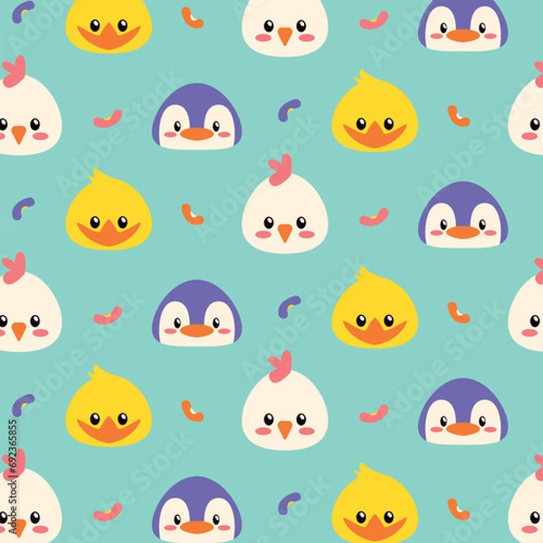 Obraz Colorful doodle cute jungle animals seamless pattern illustration