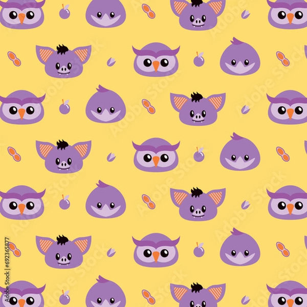 Obraz Seamless pattern with cute wild animal vector illustration