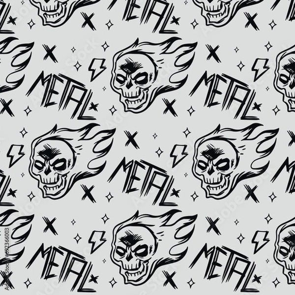Obraz Metal music illustration seamless pattern design