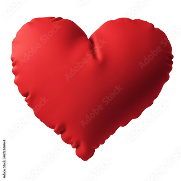 Fototapeta Red heart shaped pillow isolated on transparent background