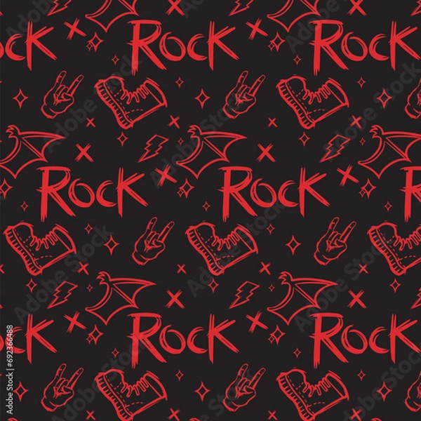 Obraz Music hand drawn punk rock seamless pattern illustration