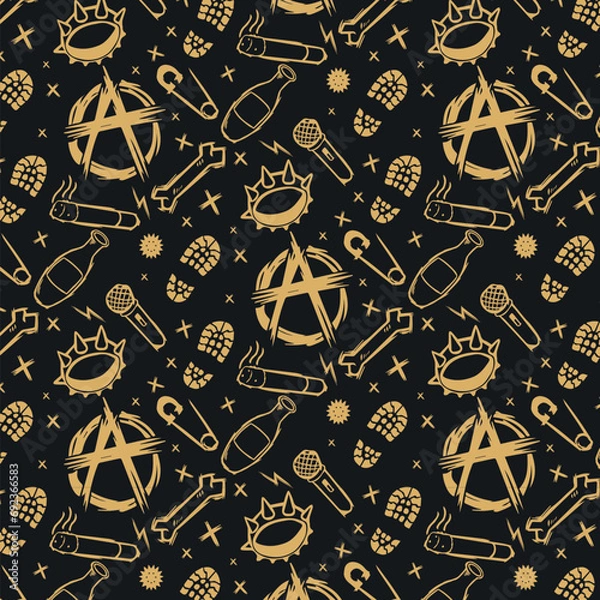 Obraz Music hand drawn punk rock seamless pattern illustration