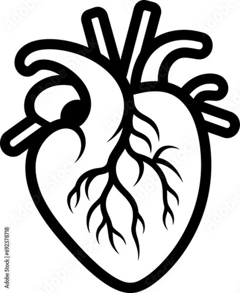 Fototapeta Human heart silhouette in black color. Vector template for laser cutting wall art.