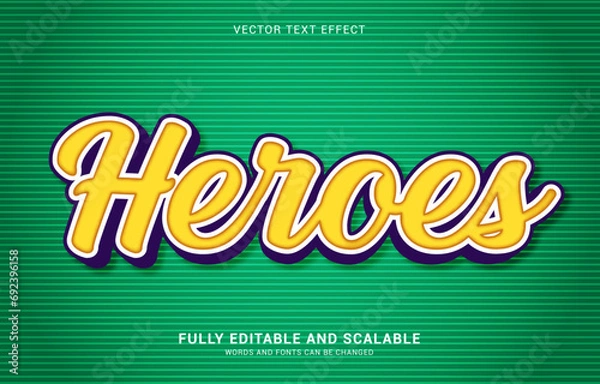 Fototapeta editable text effect, Heroes style