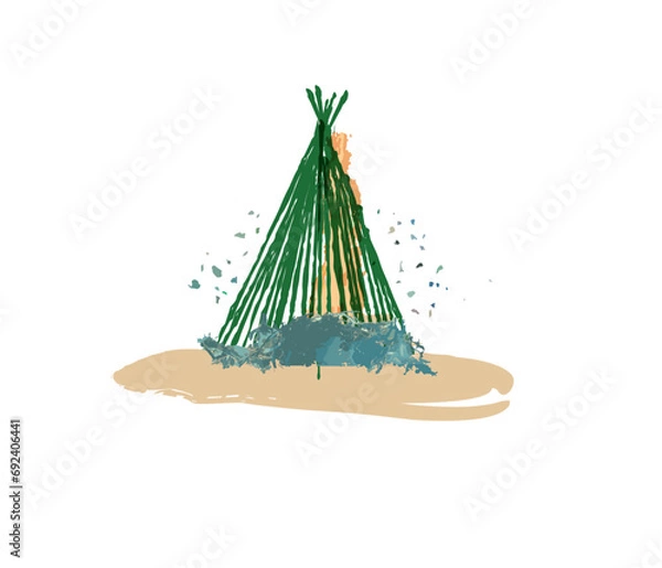 Fototapeta どんど焼きのイラストです