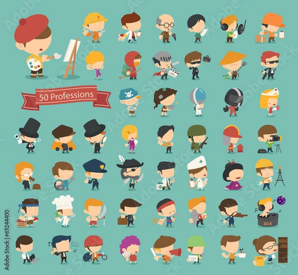 Obraz Set of 50 professions