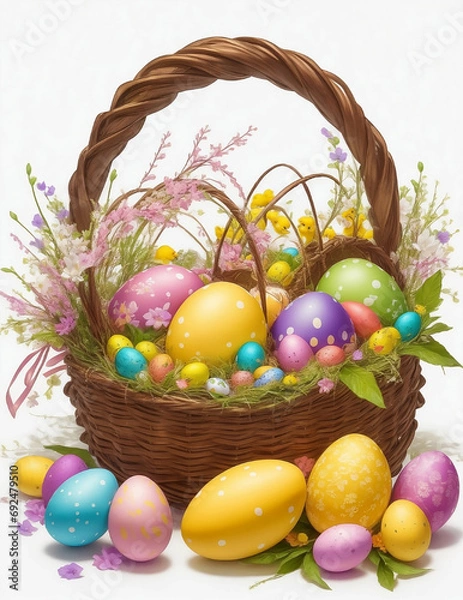 Obraz easter eggs in basket PNG