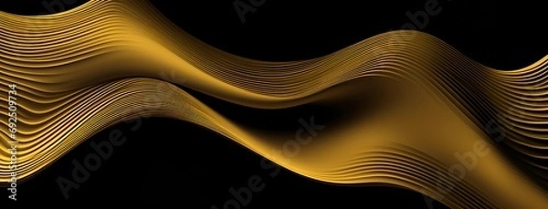 Fototapeta gold wave pattern, in the style of biomorphic forms, poster, realistic chiaroscuro lighting, abstraction