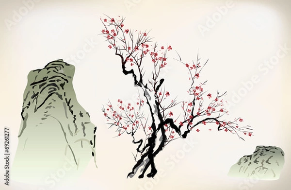 Obraz Blossom w stylu atramentu