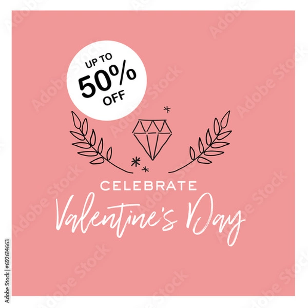 Obraz  Valentine event corporate greeting graphic design template with Hand drawn vector illustration _ Valentine's day 
