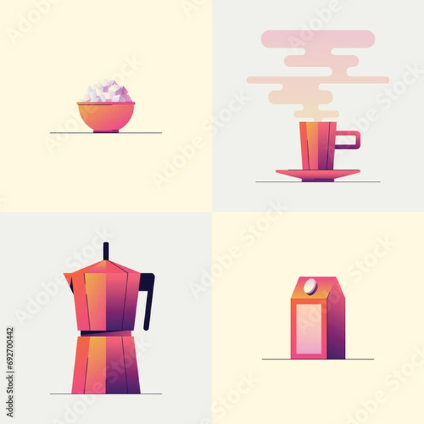 Obraz Set of illustrated Coffee Elements