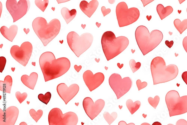 Fototapeta Pink heart patterns on a white background