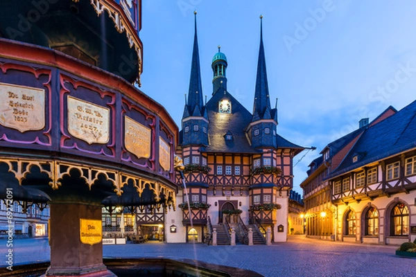 Fototapeta Wernigeröder Rathaus, Abendstimmung