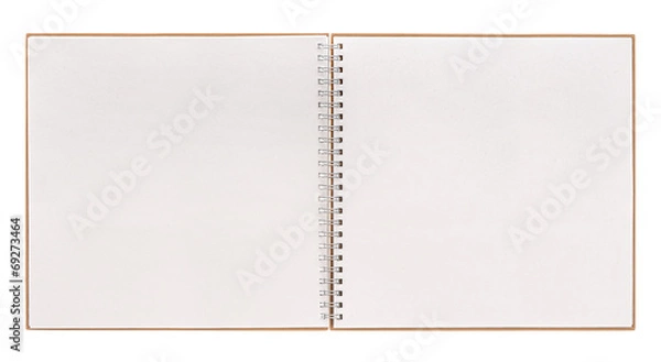 Fototapeta otwarta książka na białym tle. notatnik ze spiralą