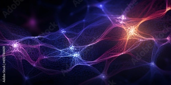 Fototapeta abstract fibers neural networks blue background