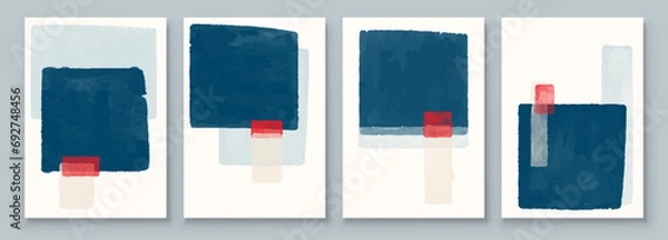 Fototapeta Set of Abstract Geometric Wall Art. Mid Century Illustration in Minimal Style for Wall Decoration Background. Modern art vector Illustration