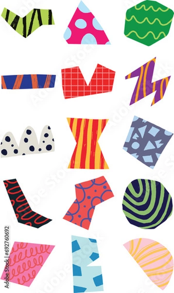 Fototapeta Bold Paper Cut-out Pattern Elements Set