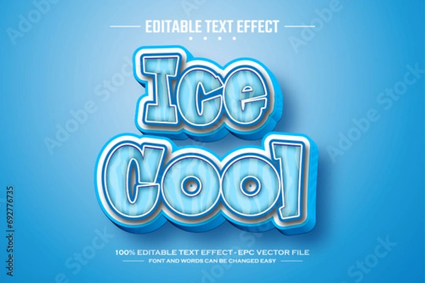 Fototapeta Ice cool 3D editable text effect template