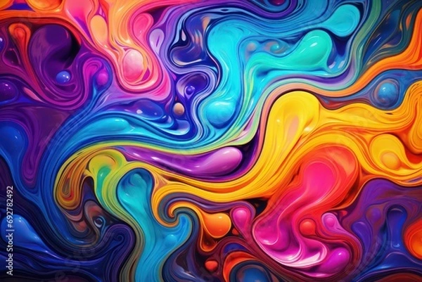Fototapeta Beautiful colorful fluid art for desktop background. Wallpaper Art. Poster design. Colourful Rainbow colors Art design. Generative AI