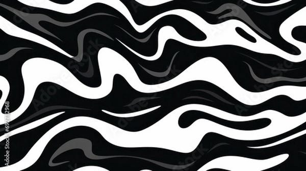 Obraz Wavy swirl brush trokes. Curved Lines. Black and White Wallpaper for design. Desktop Background. Design Template. Seamless design. 