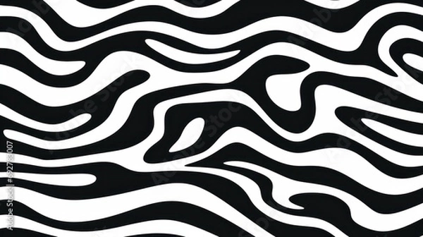 Obraz Wavy swirl brush trokes. Curved Lines. Black and White Wallpaper for design. Desktop Background. Design Template. Seamless design. 