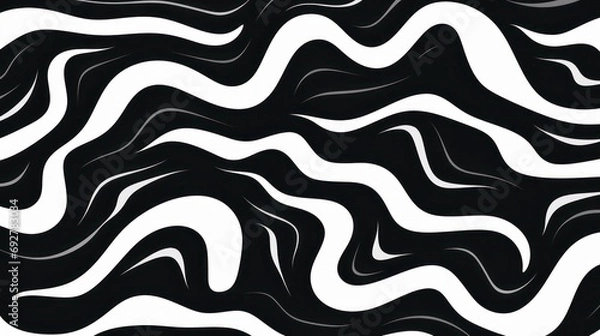 Obraz Wavy swirl brush trokes. Curved Lines. Black and White Wallpaper for design. Desktop Background. Design Template. Seamless design. 