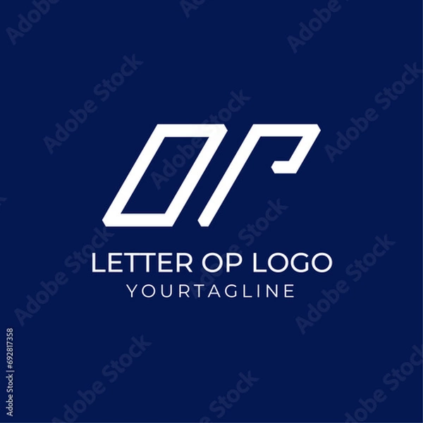 Fototapeta Creative op monogram logo with abstract and simple design concept for brand identity.