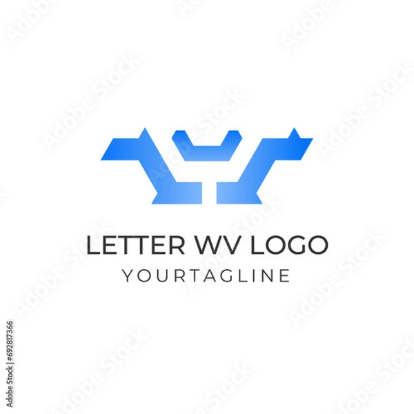 Fototapeta Creative wv monogram logo with abstract and simple design concept for brand identity.