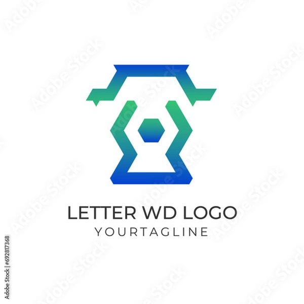 Fototapeta Creative fashion logo with abstract and simple design concept for brand identity. Initial simple fashion logo design vector template.