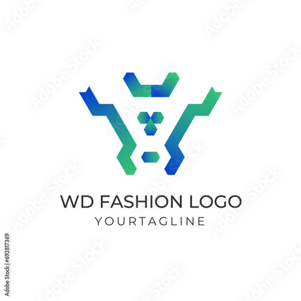 Fototapeta Creative fashion logo with abstract and simple design concept for brand identity. Initial simple fashion logo design vector template.