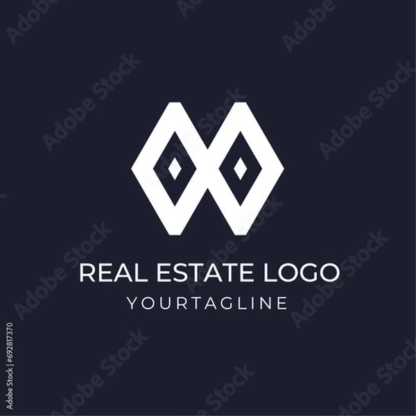 Fototapeta House Logo Real Estate Company. Initial Monogram Logo Vector Template. Monogram Initials Letter Logo Concept.