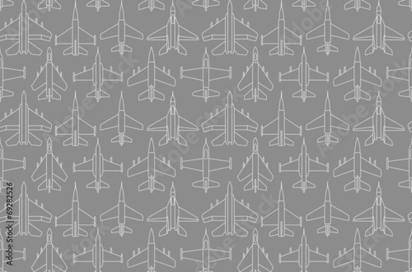 Obraz seamless pattern with military airplanes 01