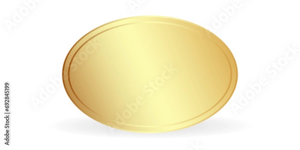 Fototapeta Gold oval badge. 3 D. Vector illustration.