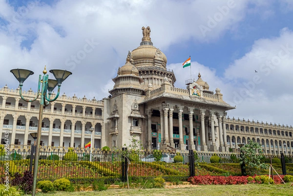 Obraz Largest legislative building in India - Vidhan Soudha , Bangalore with nice blue sky background.