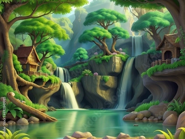 Fototapeta waterfall in the park beauty