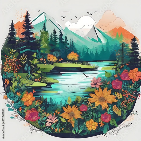 Obraz landscape with mountains and lake