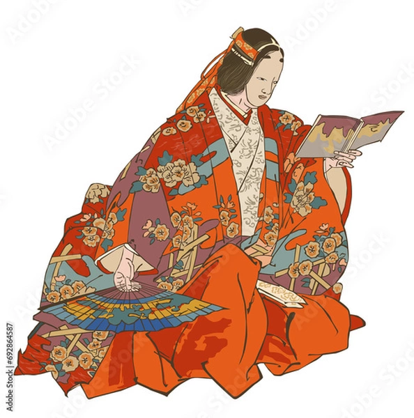 Obraz 能　月岡耕漁　能楽百番　「草紙洗小町」