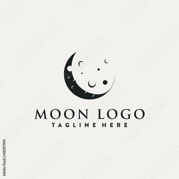 Fototapeta full moon and half moon logo, using logo vector icon concept design and symbol illustration