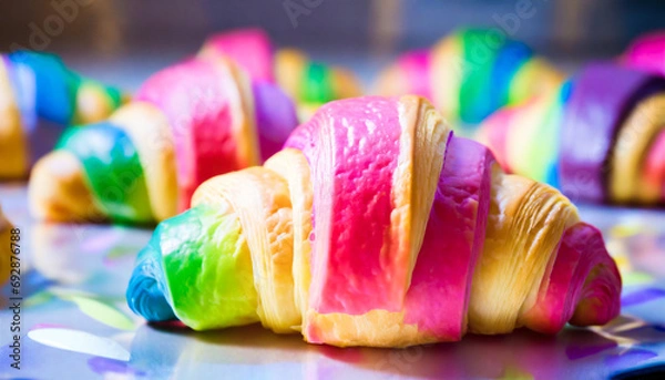Fototapeta Taste the Rainbow: Celebrate National Croissant Day with Colorful Crescent Delights